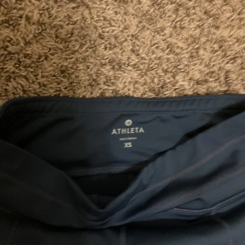 Athleta Sonar Mesh Crop Legging Size XS Xtra Small Dark Blue Geometric Stitching - Image 2