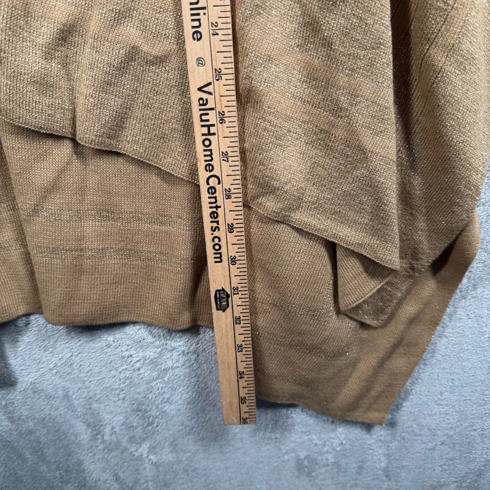 Lauren Ralph Lauren Tan Metallic Knit Poncho One Size Gold Shimmer Cape Wrap Top - Image 8