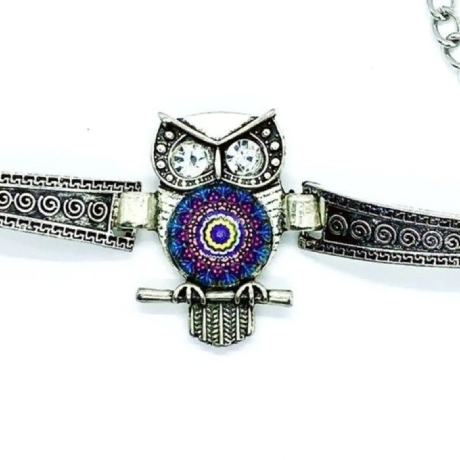 NWT Boho Owl Rhinestone Silver-Tone Bracelet - Image 4