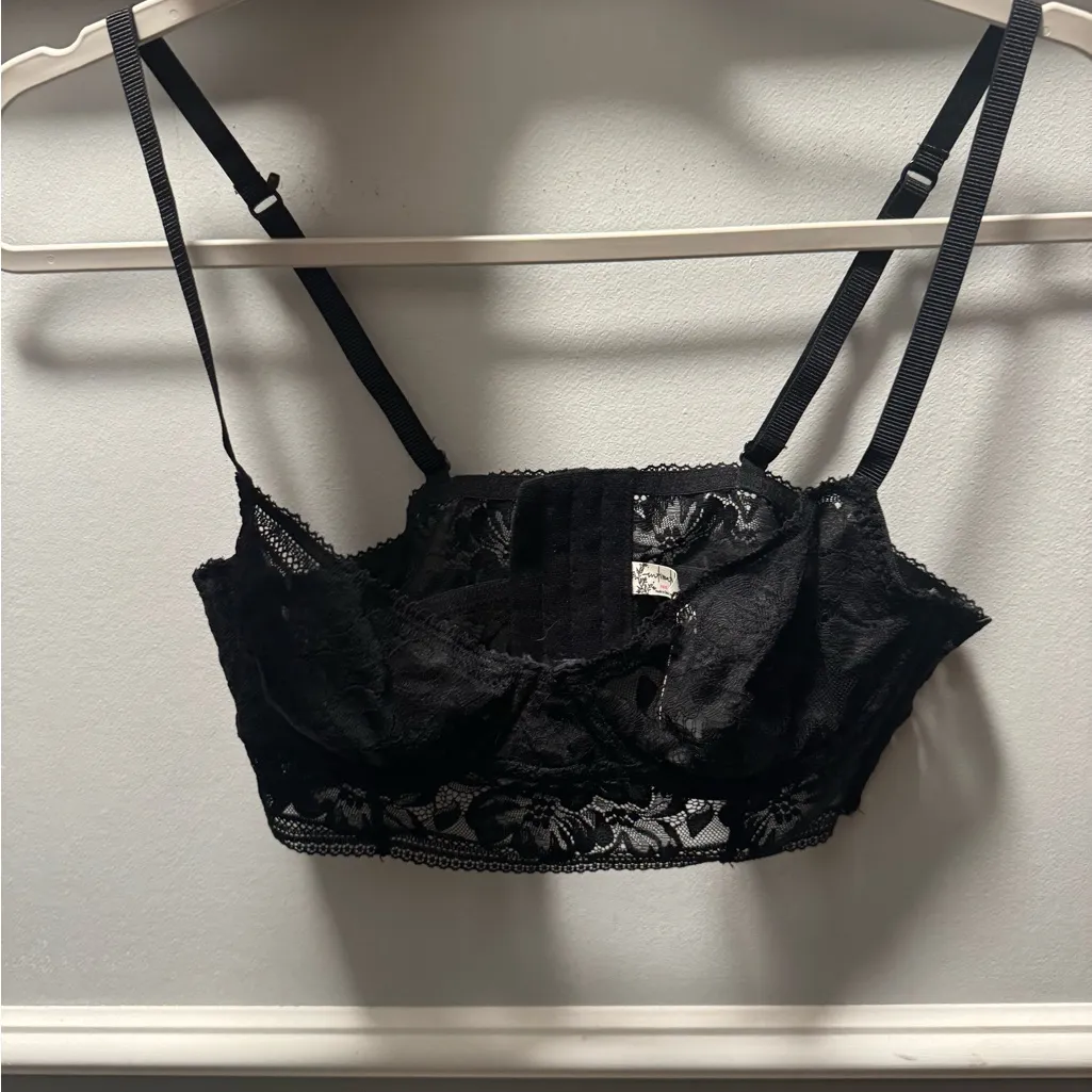 Free People Sorento Demi Lace Longline Underwire Bra in Black Size 34B RT $58 - Image 3