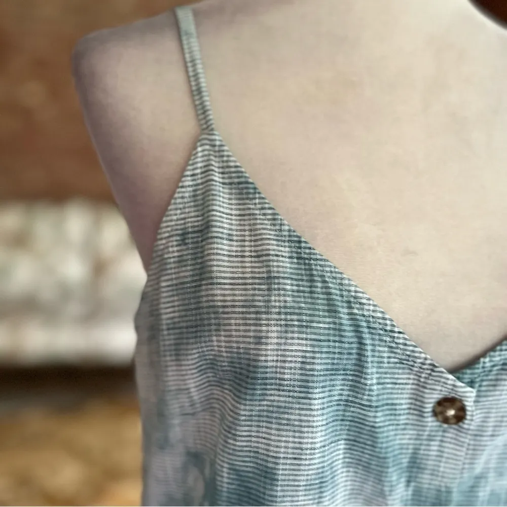 Roxy Wild Ties Dress Midi Blue Tie Dye Cotton Midi NWOT L Summer Casual Boho - Image 6