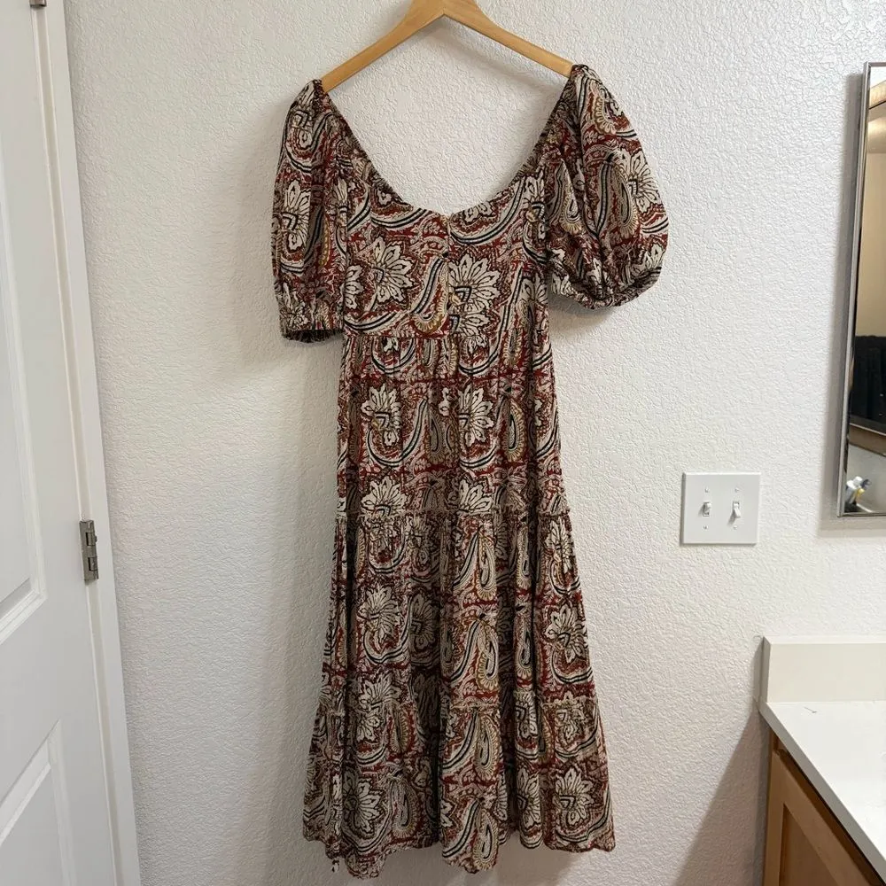 Anna Cate Arie Midi, Tan Red Paisley Size Medium - Image 2