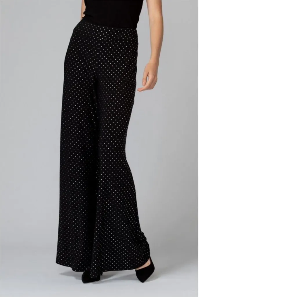 Nine West black gold studded wide leg flowy palazzo pull on pants NWT medium - Image 6