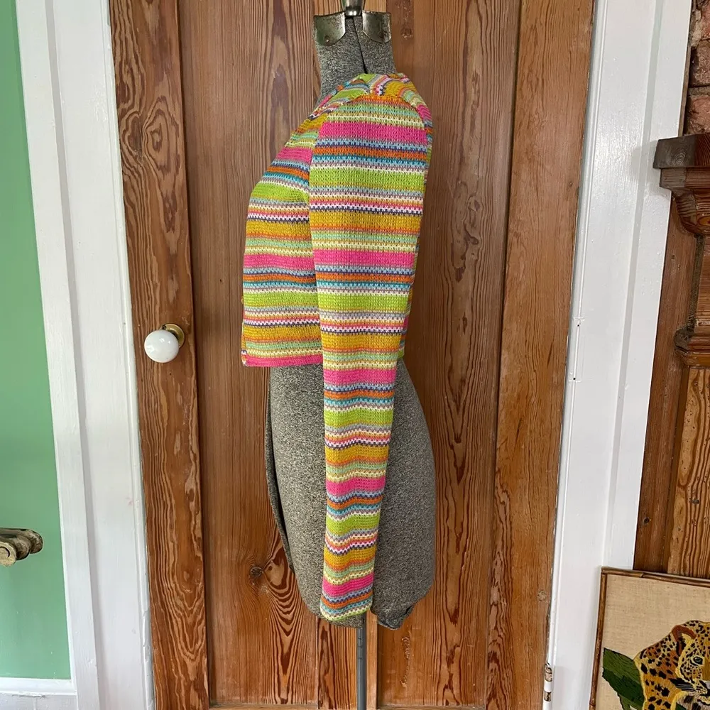 Blue Blush Rainbow Daze Knit Crop Cardigan - Size Medium - Image 7