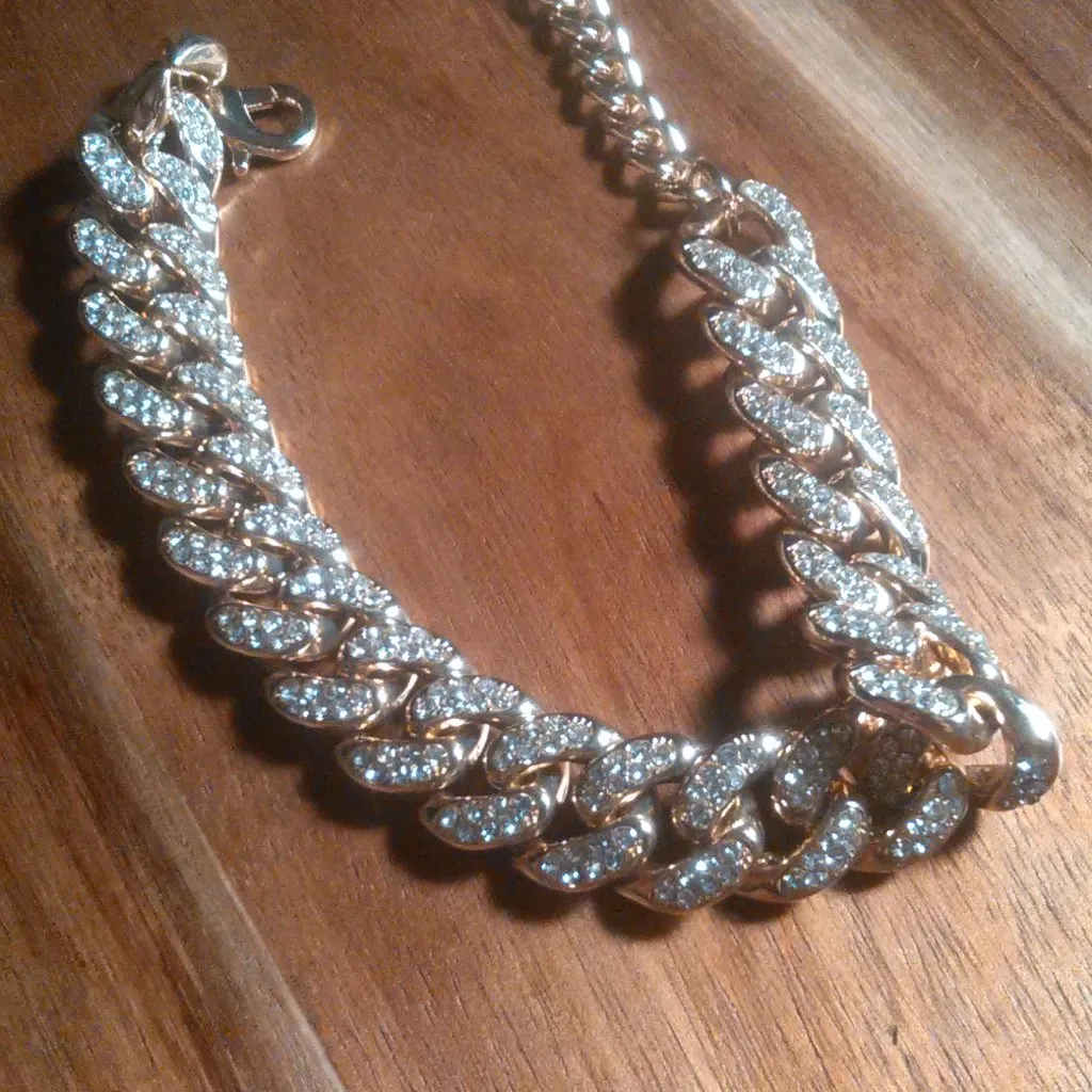 Austrian Crystal Curb Link Goldtone Bracelet - Image 4