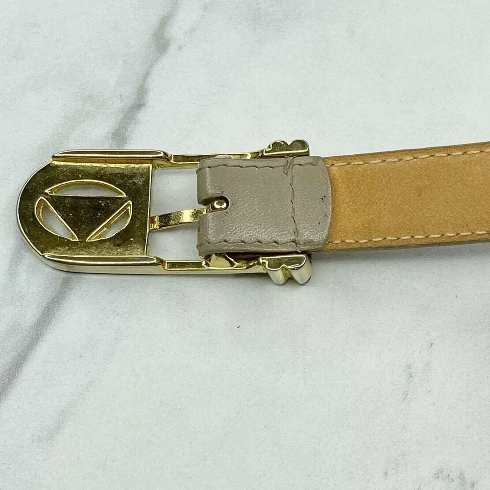 Liz Claiborne Gray Vintage Full Grain Semi Aniline Leather Belt Size Medium M - Image 3
