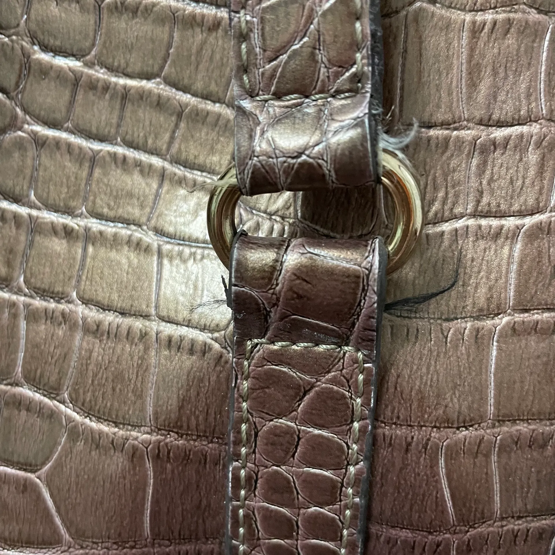 Bronze Alligator Design Handbag - Image 6