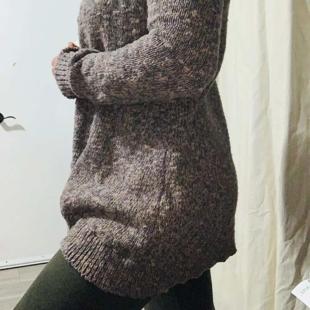 CAbi Chunky Knit Open Front Cardigan Sweater Women's Heathered Taupe Gray Small - Image 4