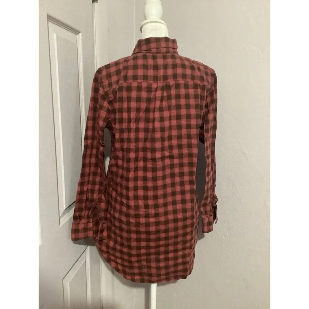 Garnet Hill Red Plaid Button Up Long Sleeve Shirt 100% Pima Cotton 6 - Image 4