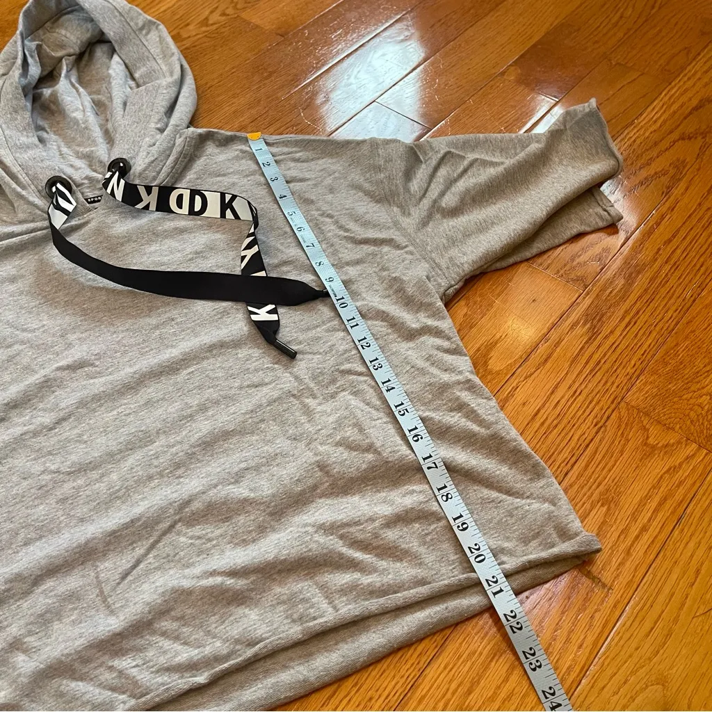DKNY Sport Cropped Cotton Fleece Logo Hoodie; Grey Sz Large - Image 10