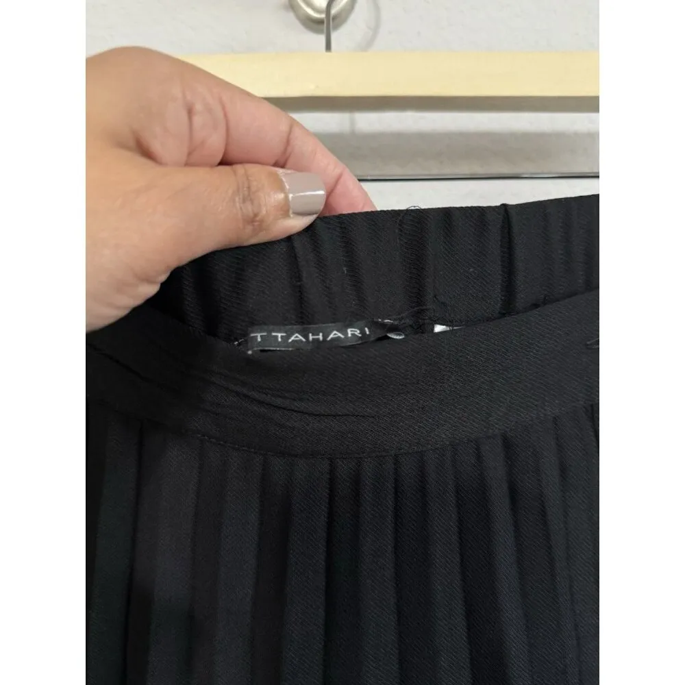 T Tahari Women’s Black Pleated Button Accent Accordion Skirt Lightweight Size‎ L - Image 6