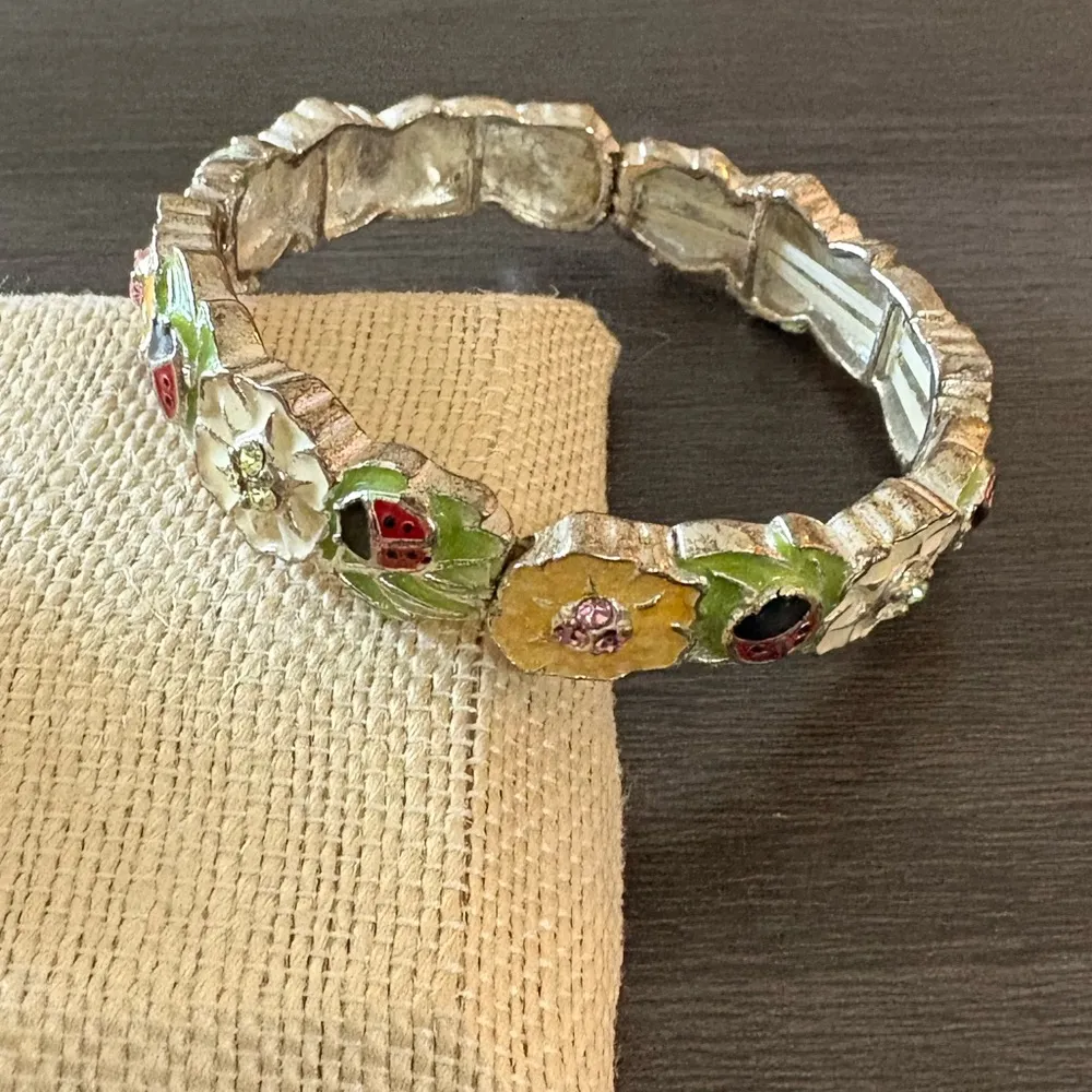 Enamel Ladybug Crystal Bracelet Yellow - Image 3