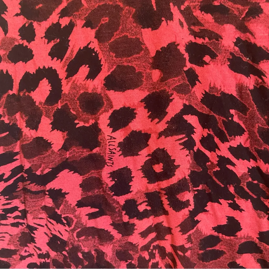 All Saints Red Kiara Leopard Print Long-Sleeve Tee - Image 9