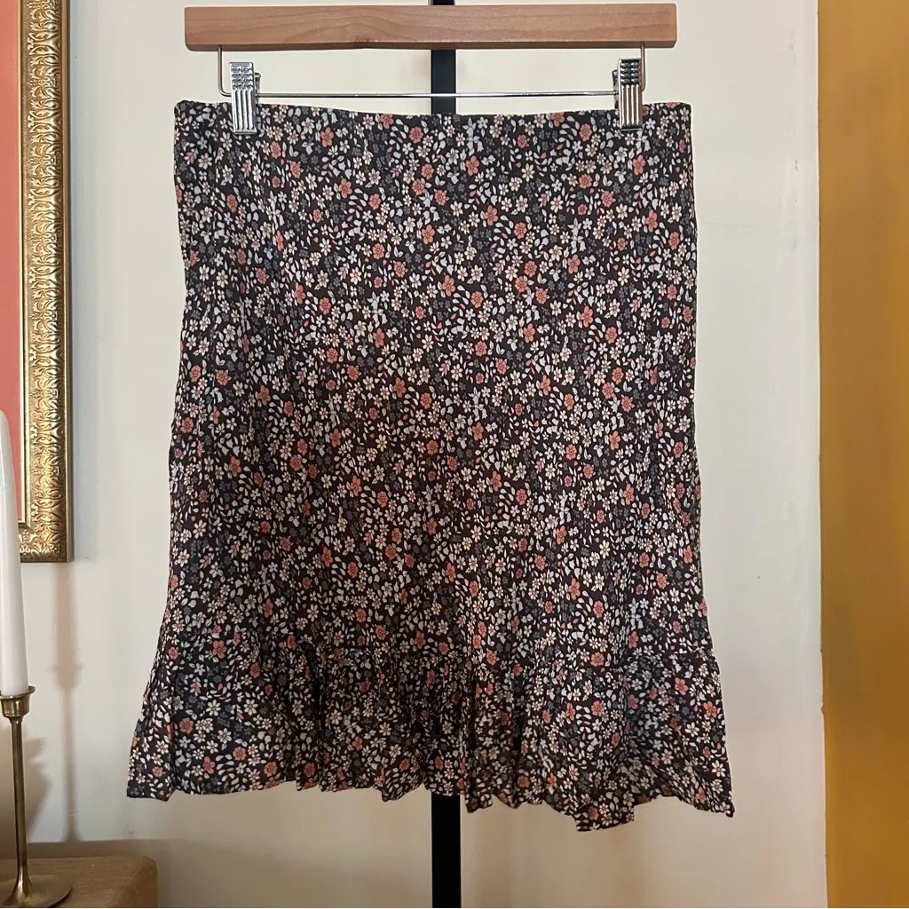 Rails Lara Black Vintage Floral Mini Skirt Ruffle Hem $168 NWT Size L - Image 6