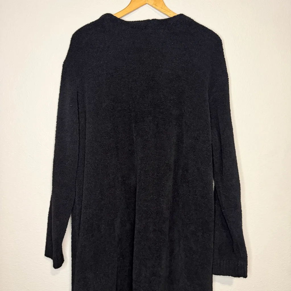 Torrid Womens Teddy Duster Lounge Robe 1/2 Black Lounge Cozy Cardigan Deep Black - Image 9