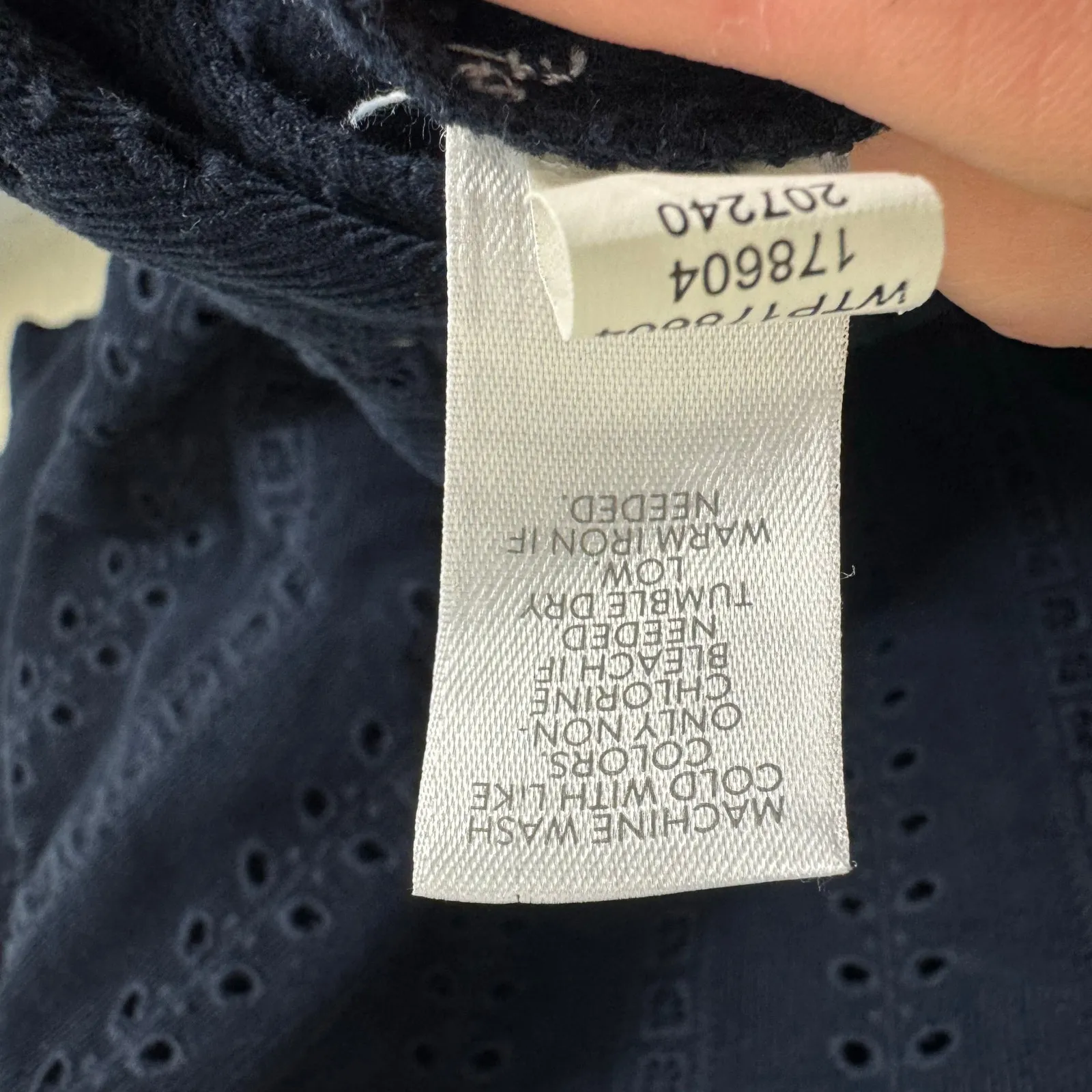 J. Jill Corduroy 100% Cotton Navy Eyelet Button Up Collared Corduroy Shirt 2X Blue - Image 6