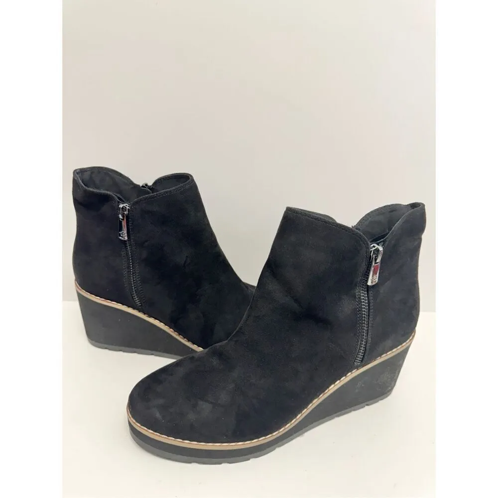 Easy‎ Spirit Boots Size 9.5 Black Suede Jayda Wedges Ankle Booties - Image 5