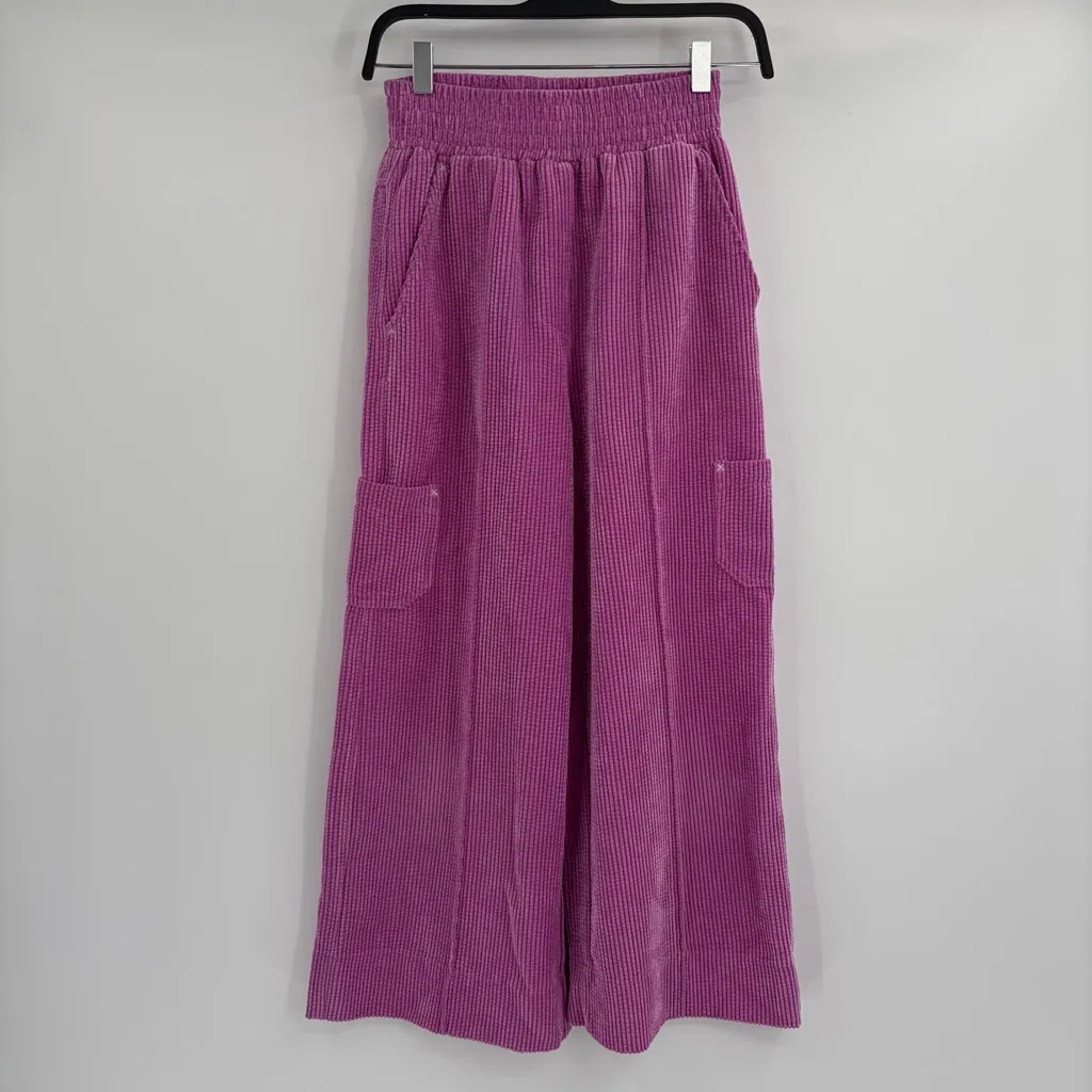 Urban Outfitters Drapey Corduroy Wide Leg Cropped Cargo Pants Lilac XS 90s Y2K - Image 2