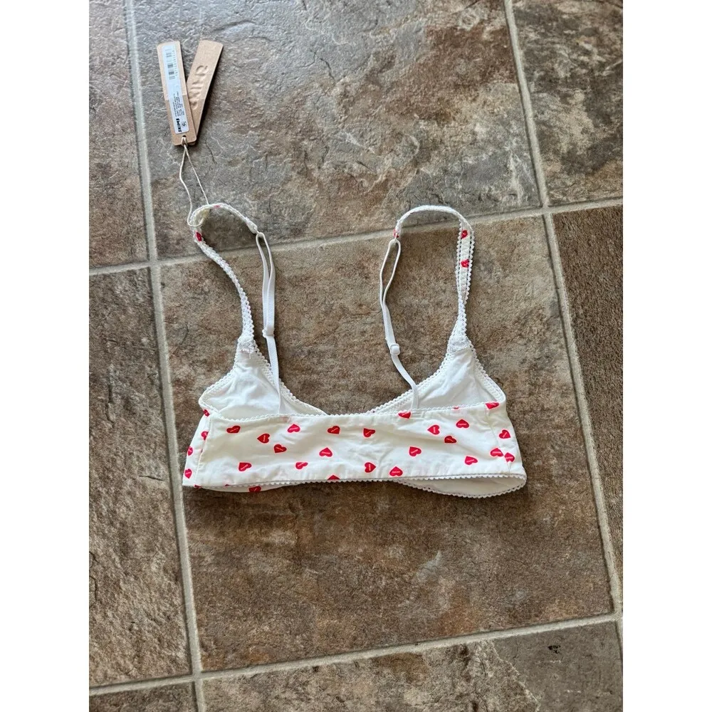 Skims Fits Everybody Picot Skimpy Scoop Bralette Ruby Heart Print Size XXS - Image 7