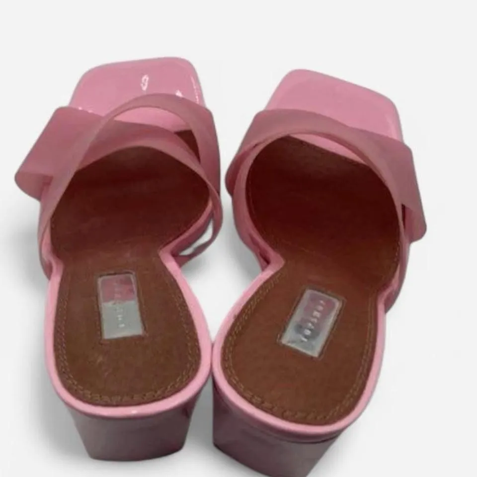 Topshop Pink Crisscross Slides Block Heels 8.5 - Image 7