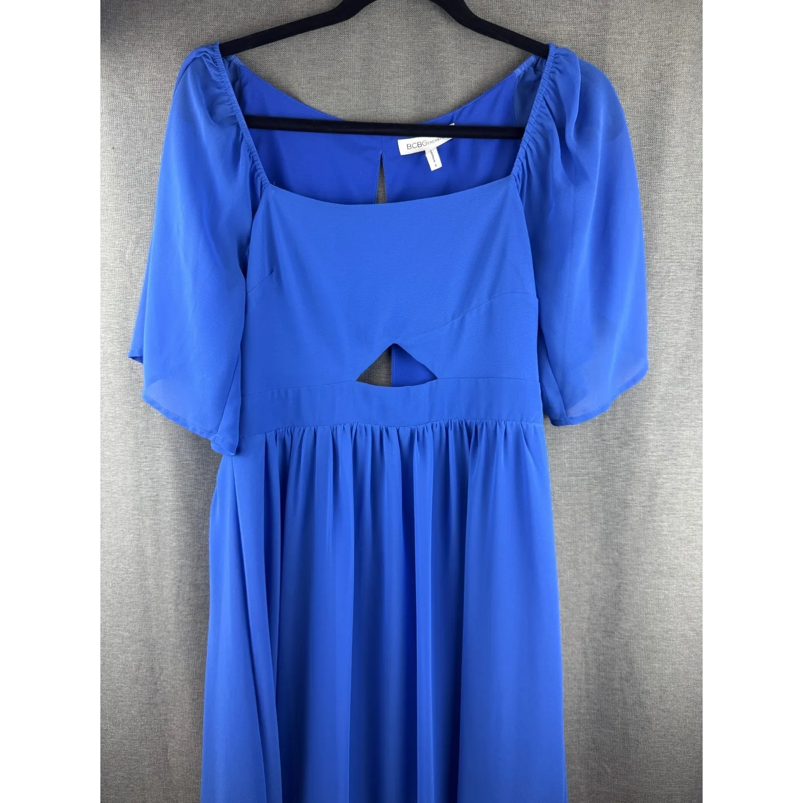 $118‎ BCBGeneration Women's Blue Flutter Sleeve Cutout Fit & Flare Dress Size 8 - Image 5
