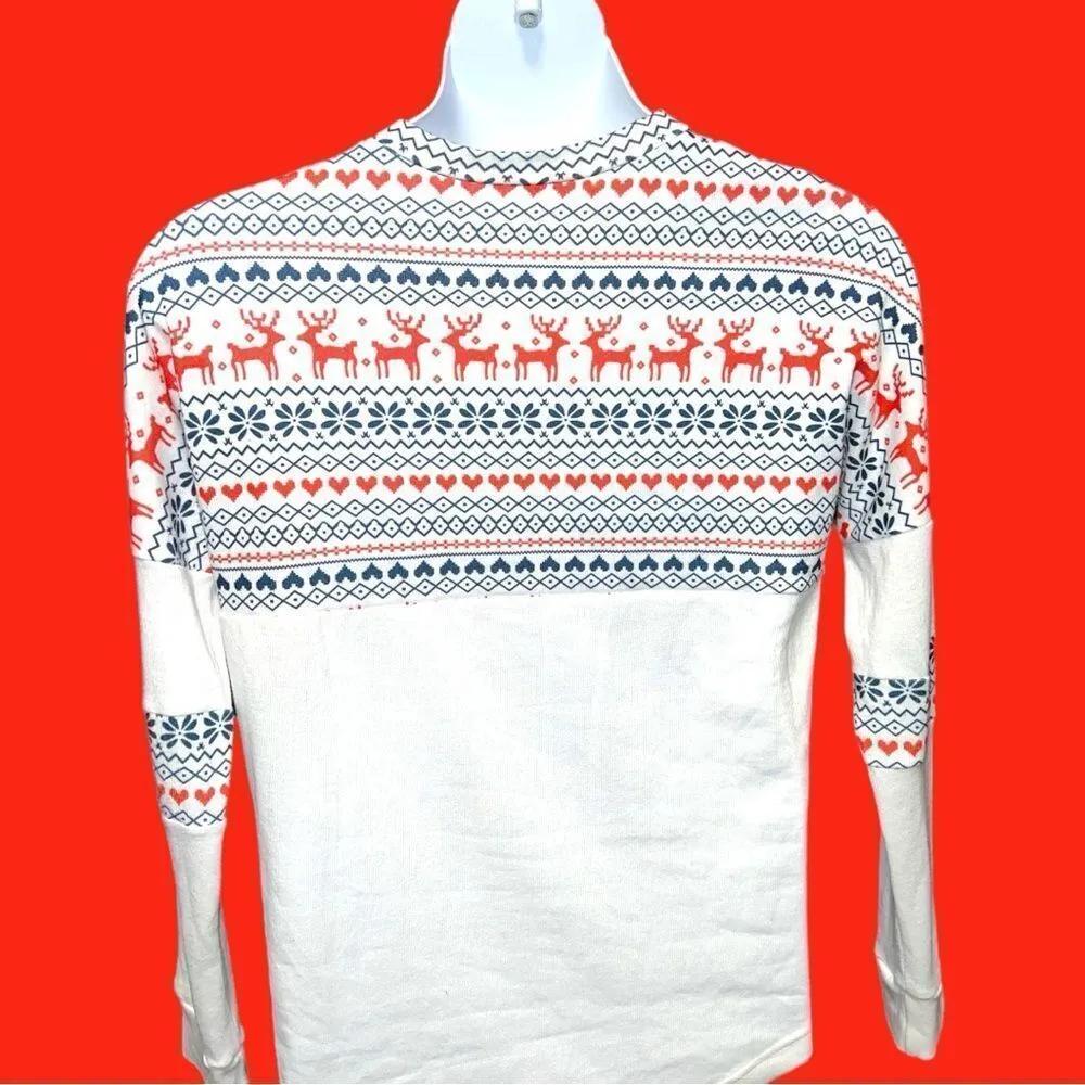 Camisa cute white sweater top with cute red and blue holiday designs. White Size L - Image 8