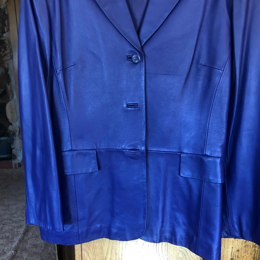 Women’s Pendleton leather jacket. Bright blue. Size XL. Used in good condition. - Image 4