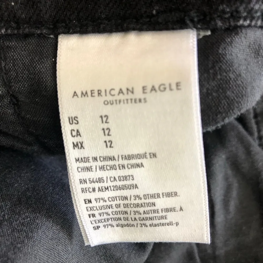 American Eagle High Waist Denim Shorts Black Women's Size 12 - Image 9