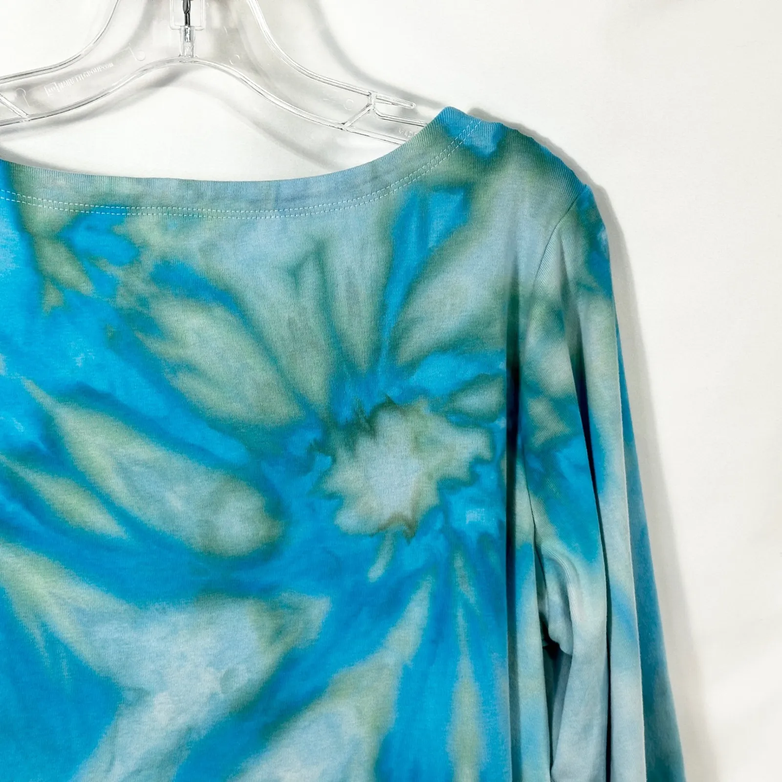 Chicos XL Top Handmade Tie Dye‎ Blue Green Cotton Boho Festival Artsy 469 - Image 8