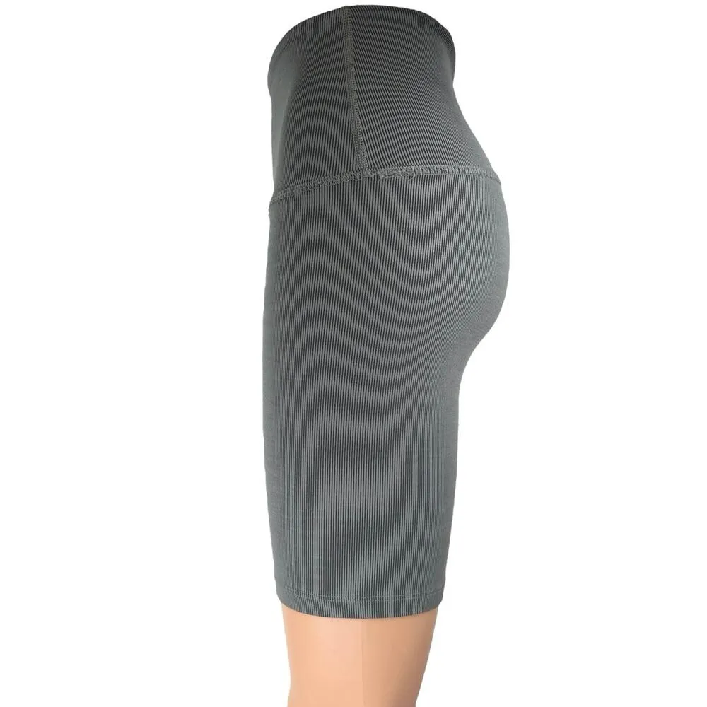 Beyond Yoga Women's Gray Ribbed High Waist Athletic Biker Cycling Shorts Size S - Image 2