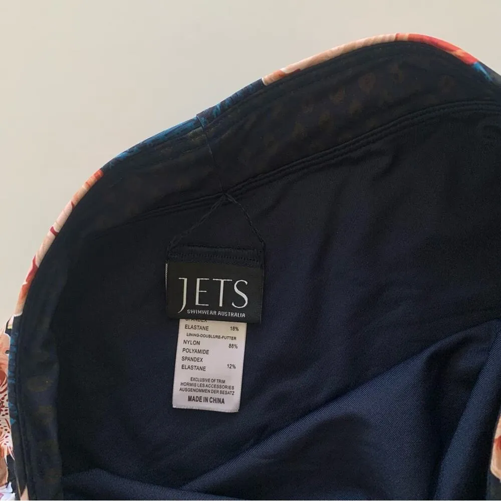 JETS Women’s Swimwear Navy Multicolor Floral Print High Waisted Bikini Bottoms 6 Blue - Image 3