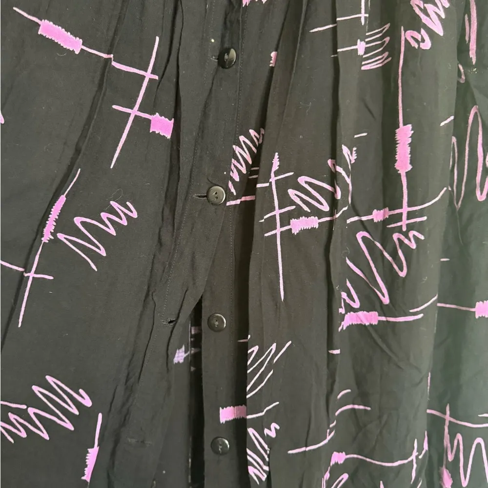 Vintage Black and Purple Maxi Skirt center buttons pockets 80s pockets euc small Size M - Image 4