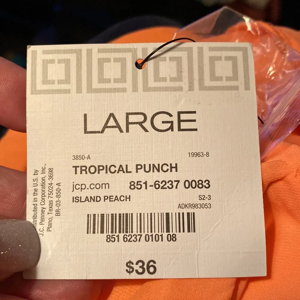 LIZ CLAIBORNE NWT Women's Top Sleeveless Orange Elastic Waist Button Up  Sz L - Image 8