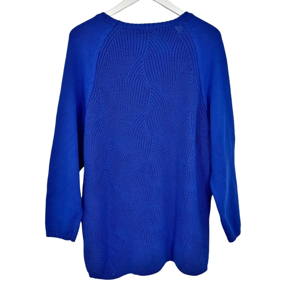 Talbots Cotton Scoop Neck Raglan Sleeve Sweater Cobalt Royal Blue Plus Size 2X - Image 3