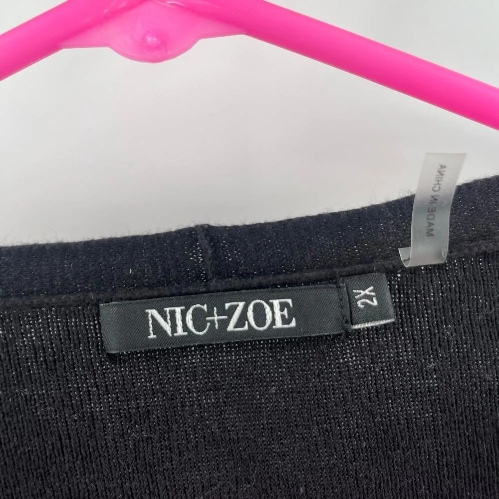 NIC + ZOE 4-Way Sweater 2X Black Plus Curvy Cotton Blend V-Neck All Year - Image 5