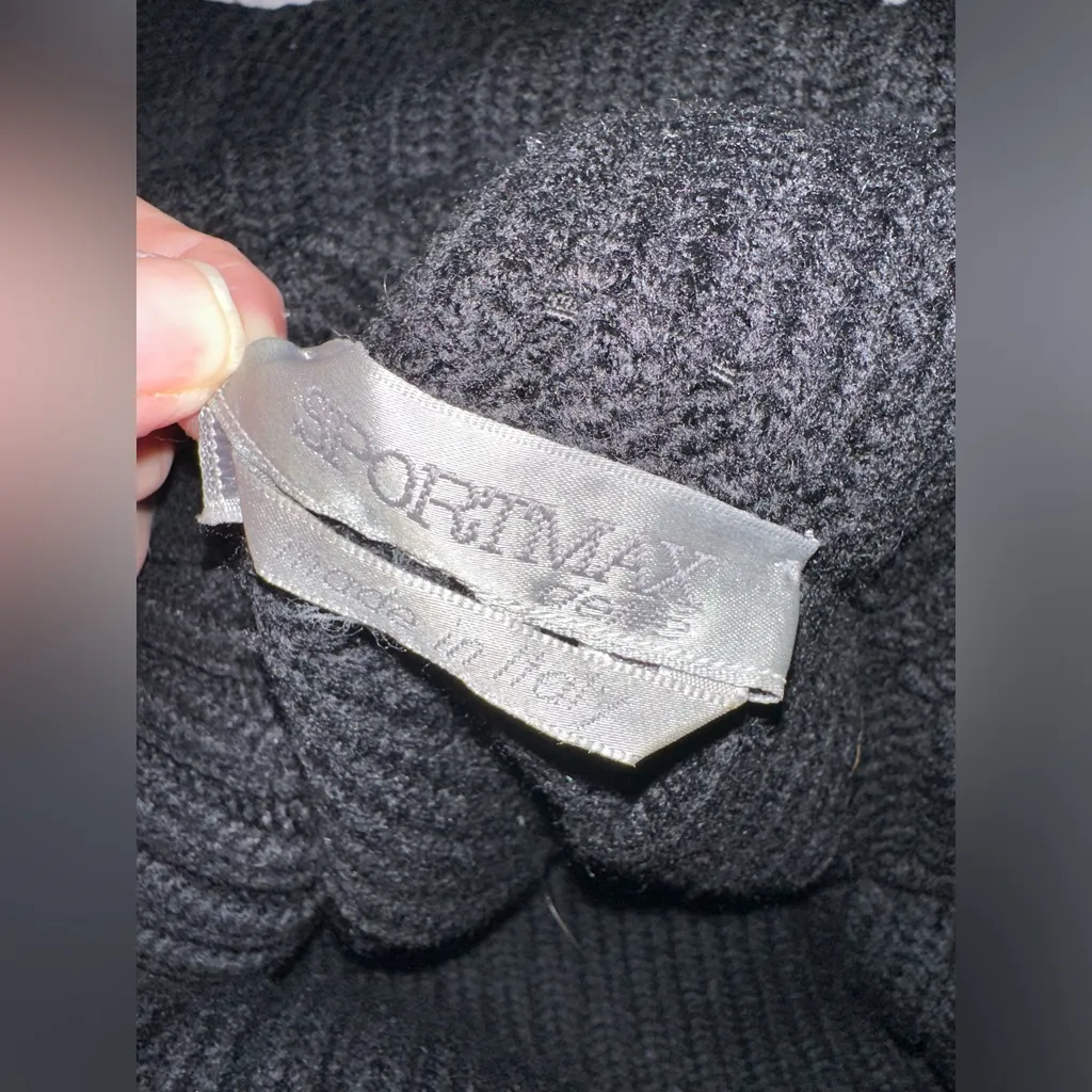 Sportmax Max Mara Heavyweight Cable Knit Mini Cowl Neck Sweater Dress EUC Size M Black Size M - Image 8