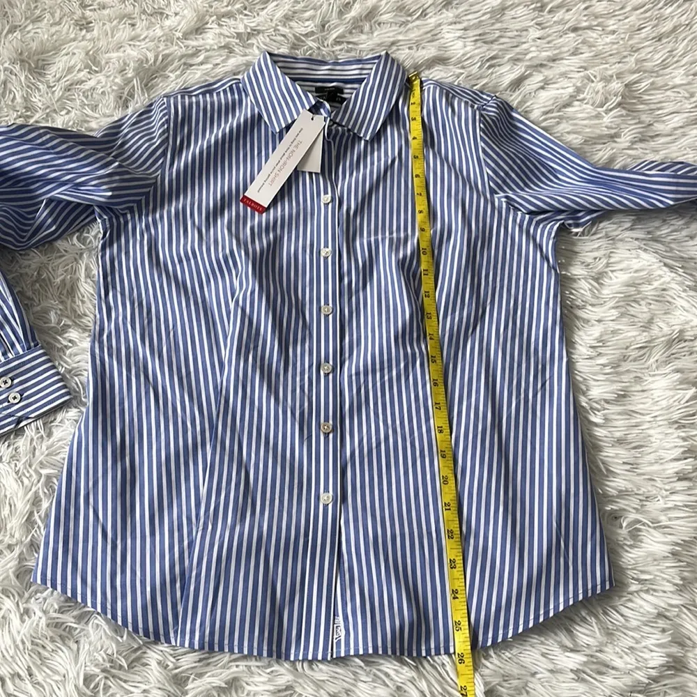 TALBOTS WOMEN’S PERFECT SHIRT  NON IRON BLUE WHITE STRIPE SIZE 6 - Image 7
