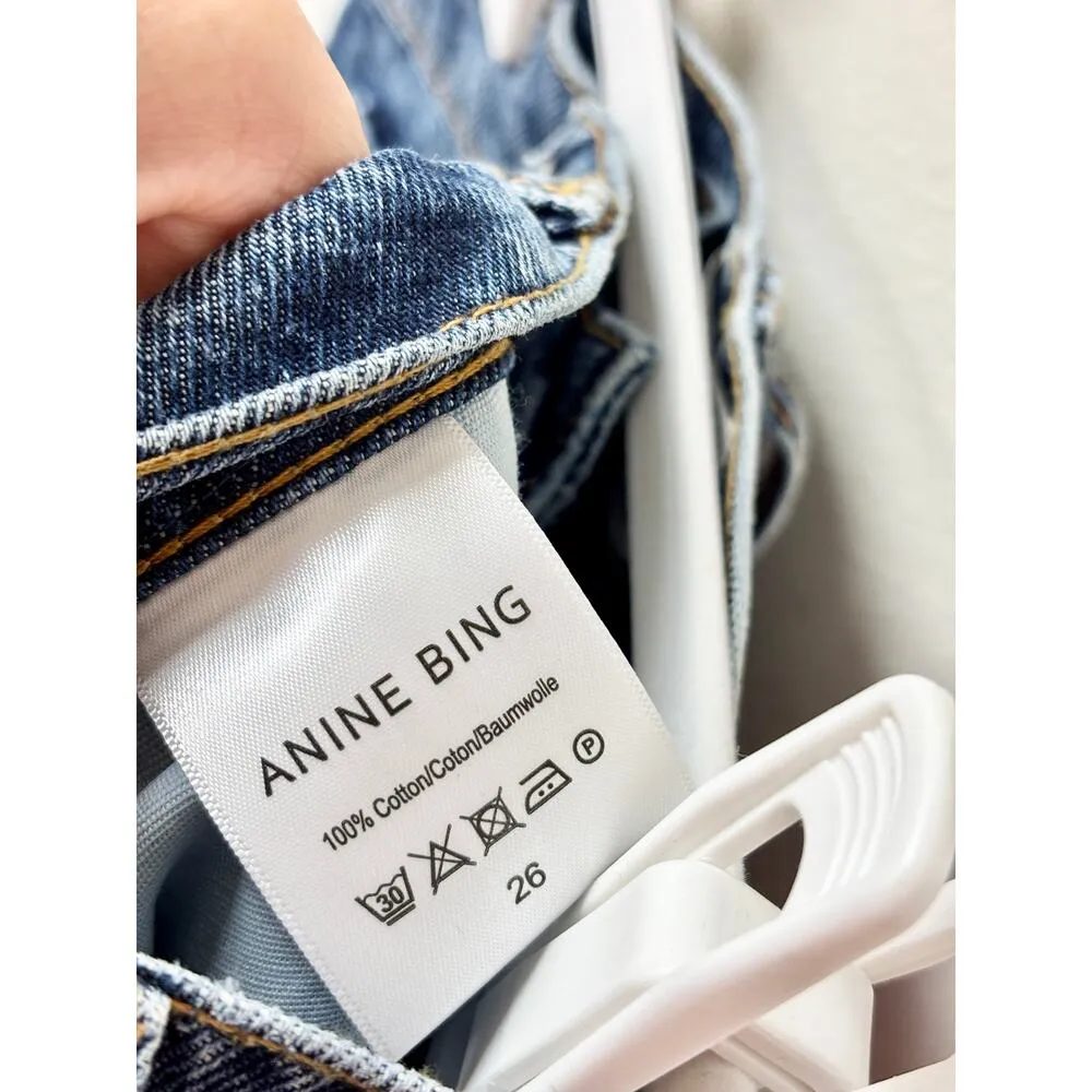 Anine Bing 100% Cotton High Waisted Denim Skinny Jeans Blue Women's Size 26 - Image 4