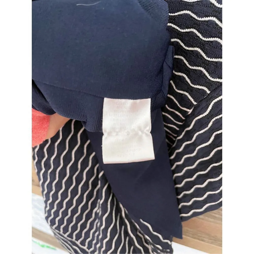 Milly Maria Dress Bodycon Wavy Stripes Navy Blue White Size Medium - Image 5