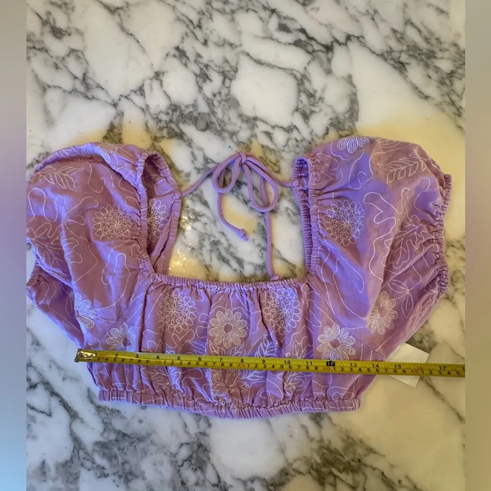 NWT Free People Lotus Crop Top Lilac Purple Embroidered White XS - Image 5