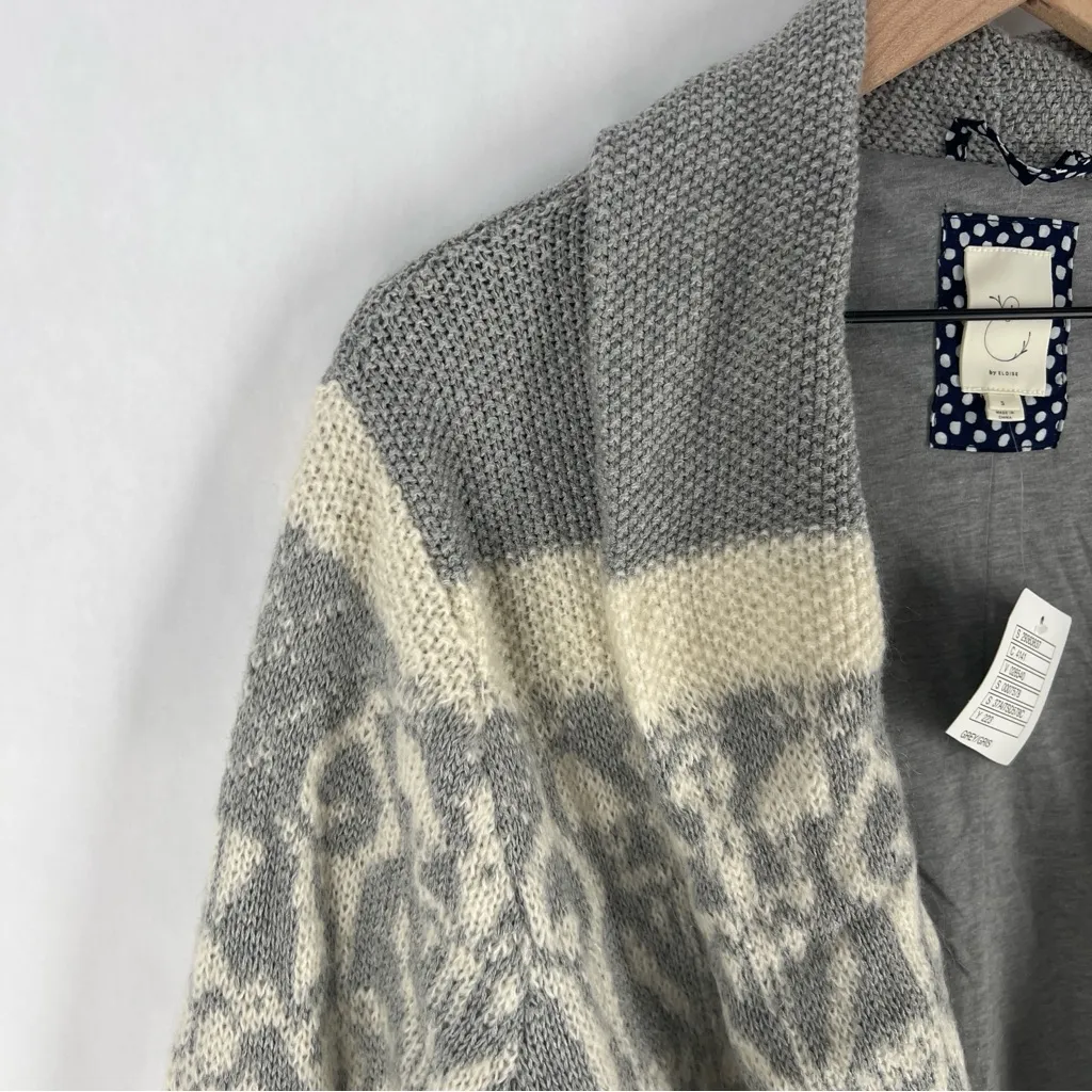 Anthropologie E by Eloise Fair Isle Belted Mohair Wool Blend Longline Cardigan S - Image 6