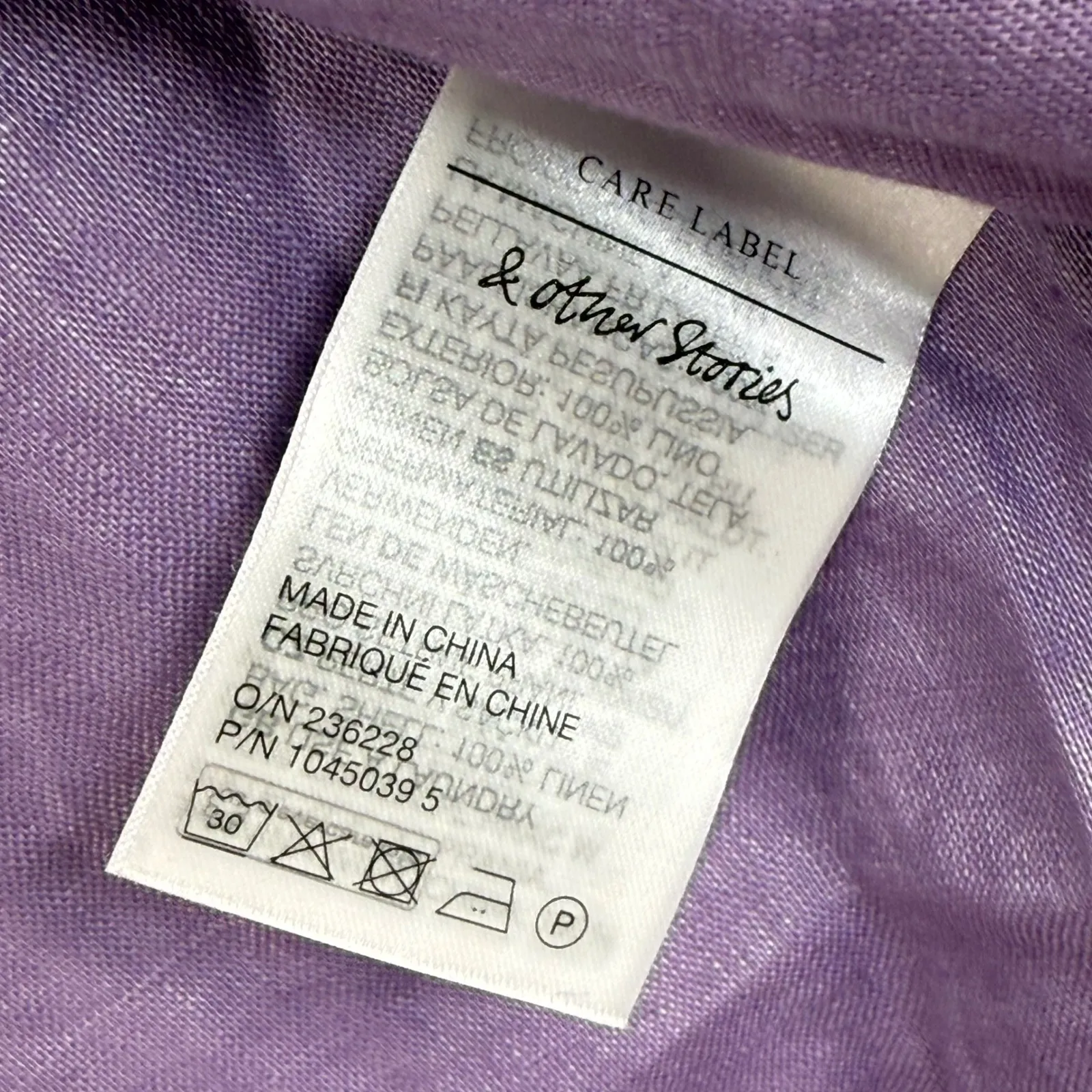 & Other Stories Wrap Mini Dress Purple Linen Short Sleeve Casual Size US‎ 0 READ - Image 6