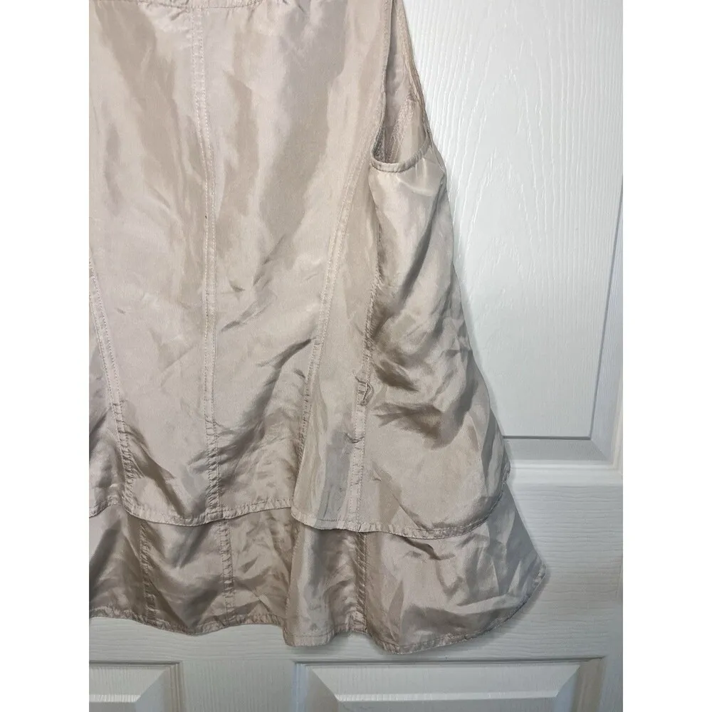J. Crew Satin Silver Silk Ruffled Tank Top Size 4 Flouncy Y2K Boho Business - Image 8
