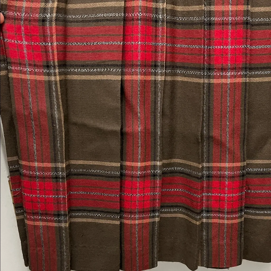 Vintage Significance Pleated Red and Brown Plaid Maxi Skirt - Size 16 - Image 16