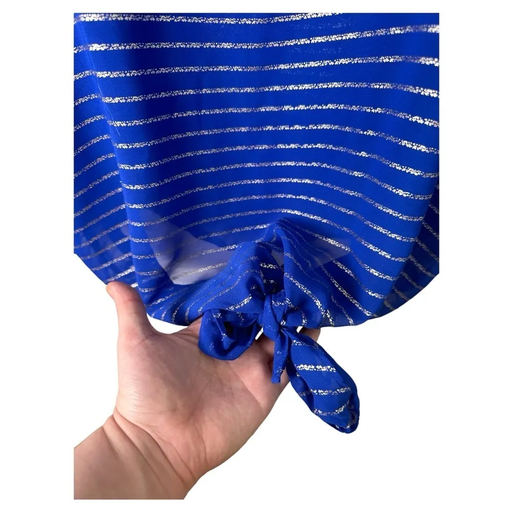 Chicos Blouse Size 3 Sheer Tie Front Long Sleeve Swimsuit Cover Up Lightweight - Image 4