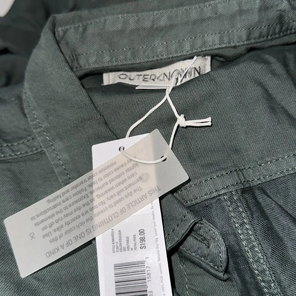 NWT Outerknown Utility Sea Button Front Long Sleeve Jumpsuit Green Medium - Image 7