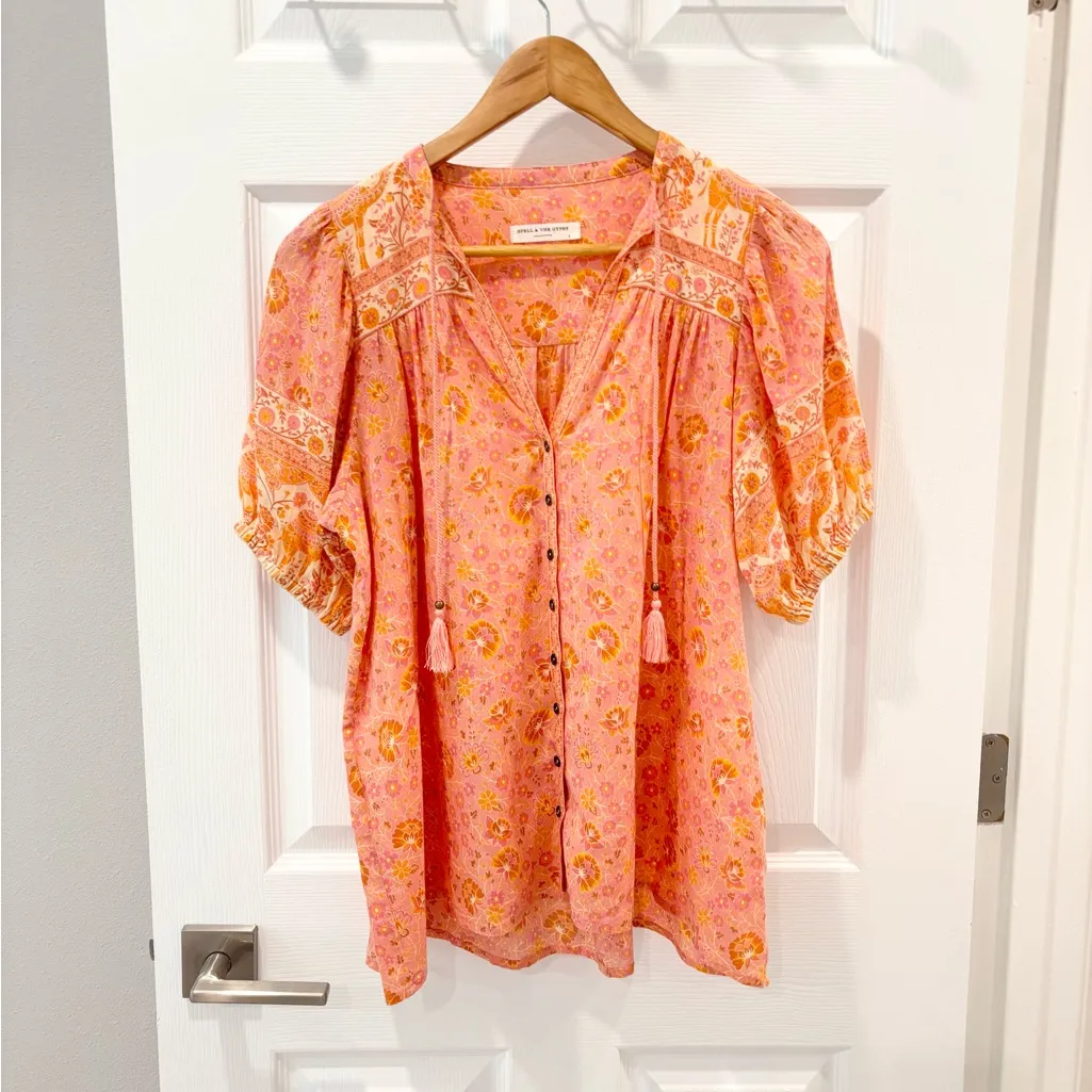 Spell‎ Sundown organic cotton blouse in Apricot size Small Pink - Image 7