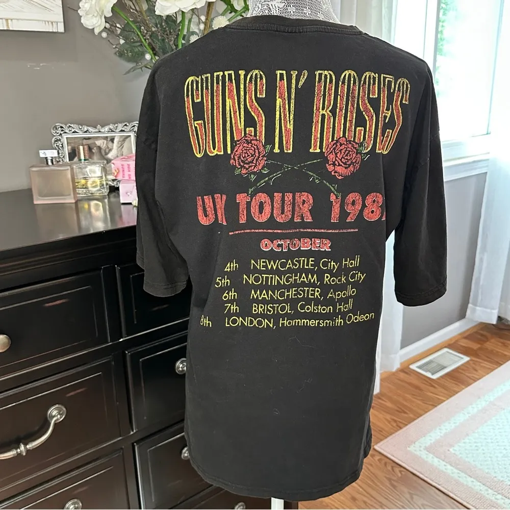 Guns N’ Roses 1987 UK Tour Tee | 2016 Official Reprint Band Shirt - Image 2