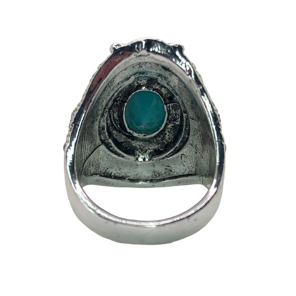 Silver and Light Blue Rhinestone Statement Ring - Image 6
