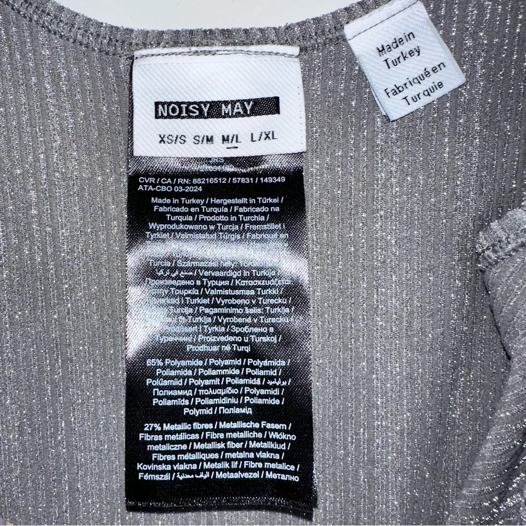 NWOT NOISY MAY Cora Lurex Deep Back Unitard (Juniors) Metallic Silver - M/L - Image 4